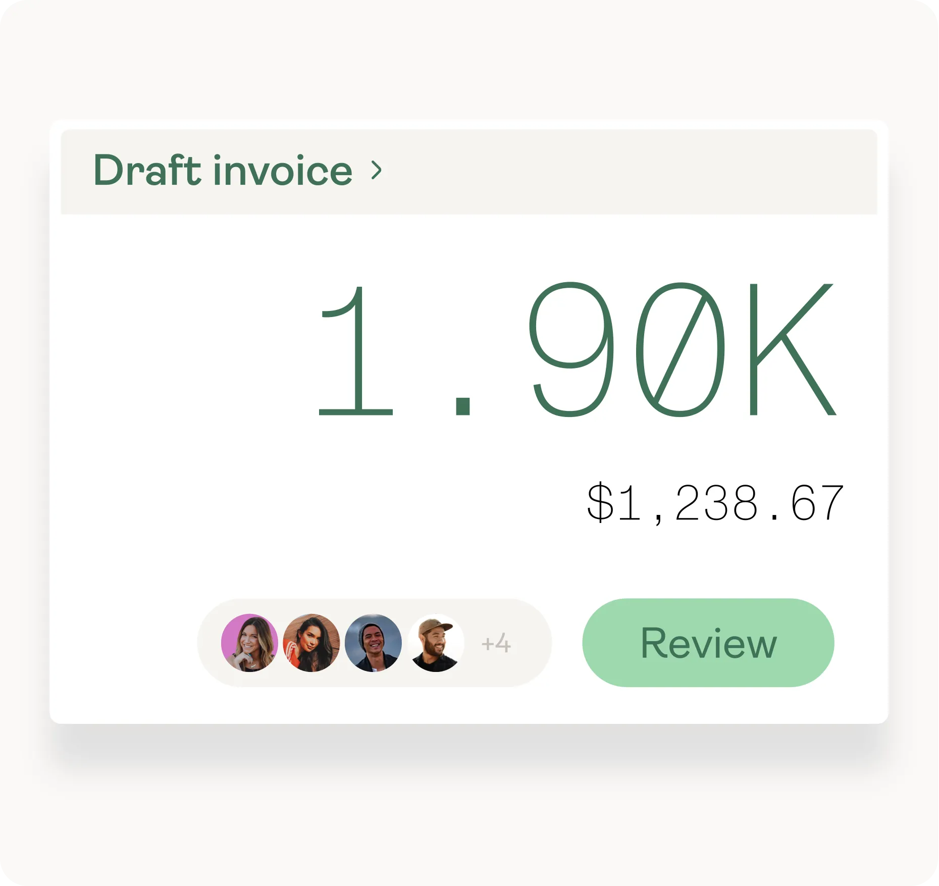 A draft client invoice ready for review